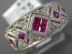 .70CT DIAMOND & AAA RUBY 14K WHITE GOLD 3D PRINCESS CUT & ROUND ANNIVERSARY RING