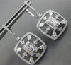LARGE 2.14CT DIAMOND 18K WHITE GOLD ROUND BAGUETTE & PEAR SHAPE HANGING EARRINGS