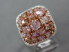 LARGE  2.94CT WHITE & PINK DIAMOND 18KT WHITE & ROSE GOLD 3D CLUSTER SQUARE RING