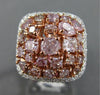 LARGE  2.94CT WHITE & PINK DIAMOND 18KT WHITE & ROSE GOLD 3D CLUSTER SQUARE RING