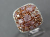LARGE  2.94CT WHITE & PINK DIAMOND 18KT WHITE & ROSE GOLD 3D CLUSTER SQUARE RING