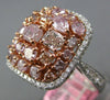LARGE  2.94CT WHITE & PINK DIAMOND 18KT WHITE & ROSE GOLD 3D CLUSTER SQUARE RING
