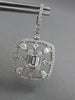 LARGE 2.14CT DIAMOND 18K WHITE GOLD ROUND BAGUETTE & PEAR SHAPE HANGING EARRINGS