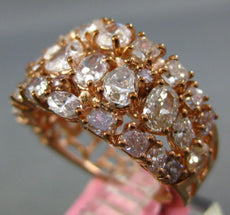 WIDE 3.91CT LIGHT PINK DIAMOND 18KT ROSE GOLD MULTI SHAPE 3 ROW ANNIVERSARY RING