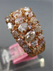 WIDE 3.91CT LIGHT PINK DIAMOND 18KT ROSE GOLD MULTI SHAPE 3 ROW ANNIVERSARY RING