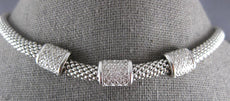 .75CT DIAMOND 14KT WHITE GOLD 3D SQUARE BY THE YARD MESH ITALIAN FUN NECKLACE
