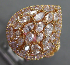 1.60CT LIGHT PINK & CANARY DIAMOND 18K YELLOW GOLD 3D CLUSTER TEAR DROP FUN RING