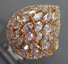 1.60CT LIGHT PINK & CANARY DIAMOND 18K YELLOW GOLD 3D CLUSTER TEAR DROP FUN RING