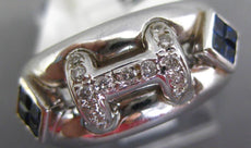 .58CT DIAMOND & AAA SAPPHIRE 18KT WHITE GOLD ROUND & PRINCESS H INITIAL FUN RING