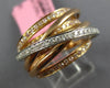 ESTATE LARGE 1.10CT WHITE & PINK DIAMOND 18KT WHITE & ROSE GOLD MULTI ROW RING