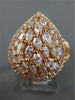 1.60CT LIGHT PINK & CANARY DIAMOND 18K YELLOW GOLD 3D CLUSTER TEAR DROP FUN RING