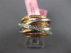 ESTATE LARGE 1.13CT WHITE & PINK DIAMOND 18K WHITE & ROSE GOLD 3D MULTI ROW RING
