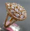 1.60CT LIGHT PINK & CANARY DIAMOND 18K YELLOW GOLD 3D CLUSTER TEAR DROP FUN RING