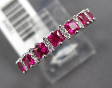 .82CT DIAMOND & AAA RUBY 14KT WHITE GOLD PRINCESS SEMI ETERNITY ANNIVERSARY RING