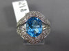 5.52CT DIAMOND & AAA BLUE TOPAZ 14K WHITE GOLD 3D OVAL STATEMENT SEMI BEZEL RING