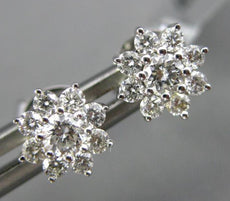 ESTATE .43CT DIAMOND 18KT WHITE GOLD 3D CLASSIC FLOWER STUD EARRINGS