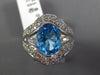 5.52CT DIAMOND & AAA BLUE TOPAZ 14K WHITE GOLD 3D OVAL STATEMENT SEMI BEZEL RING