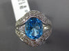 5.52CT DIAMOND & AAA BLUE TOPAZ 14K WHITE GOLD 3D OVAL STATEMENT SEMI BEZEL RING