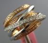 ESTATE LARGE 1.13CT WHITE & PINK DIAMOND 18K WHITE & ROSE GOLD 3D MULTI ROW RING
