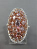 LARGE 3.31CT WHITE & PINK DIAMOND 18K WHITE & ROSE GOLD 3D CLUSTER OVAL FUN RING