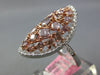 LARGE 3.31CT WHITE & PINK DIAMOND 18K WHITE & ROSE GOLD 3D CLUSTER OVAL FUN RING