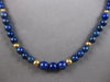 ESTATE AAA LAPIS 14KT YELLOW GOLD 3D GRADUATING BEADED ETERNITY NECKLACE #27779