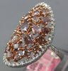 LARGE 3.31CT WHITE & PINK DIAMOND 18K WHITE & ROSE GOLD 3D CLUSTER OVAL FUN RING
