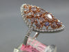 LARGE 3.31CT WHITE & PINK DIAMOND 18K WHITE & ROSE GOLD 3D CLUSTER OVAL FUN RING