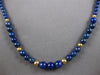 ESTATE AAA LAPIS 14KT YELLOW GOLD 3D GRADUATING BEADED ETERNITY NECKLACE #27779