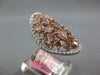 LARGE 3.31CT WHITE & PINK DIAMOND 18K WHITE & ROSE GOLD 3D CLUSTER OVAL FUN RING