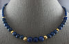 ESTATE AAA LAPIS 14KT YELLOW GOLD 3D GRADUATING BEADED ETERNITY NECKLACE #27779