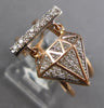 ESTATE WIDE .32CT DIAMOND 14KT WHITE & ROSE GOLD 3D CLASSIC BAR FUN RING