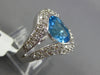 5.52CT DIAMOND & AAA BLUE TOPAZ 14K WHITE GOLD 3D OVAL STATEMENT SEMI BEZEL RING