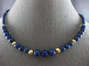 ESTATE AAA LAPIS 14KT YELLOW GOLD 3D GRADUATING BEADED ETERNITY NECKLACE #27779