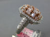LARGE 2.75CT WHITE & PINK DIAMOND 18K WHITE & ROSE GOLD CLUSTER OCTAGON FUN RING