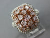 LARGE 2.75CT WHITE & PINK DIAMOND 18K WHITE & ROSE GOLD CLUSTER OCTAGON FUN RING