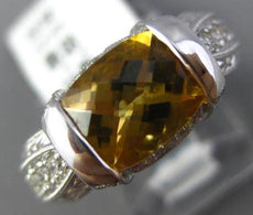 2.42CT DIAMOND & AAA CITRINE 14KT WHITE GOLD CUSHION FILIGREE PROMISE LOVE RING