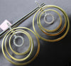 LARGE .60CT DIAMOND 14KT 2 TONE GOLD 3D MULTI CIRCULAR CLIP ON HANGING EARRINGS