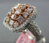 LARGE 2.75CT WHITE & PINK DIAMOND 18K WHITE & ROSE GOLD CLUSTER OCTAGON FUN RING