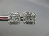 1.08CT DIAMOND 18KT WHITE GOLD 3D ROUND & BAGUETTE CLUSTER SQUARE STUD EARRINGS