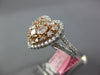 1.83CT WHITE & PINKISH BROWN DIAMOND 18K 2 TONE GOLD 3D CLUSTER HEART SHAPE RING