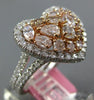 1.83CT WHITE & PINKISH BROWN DIAMOND 18K 2 TONE GOLD 3D CLUSTER HEART SHAPE RING
