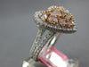 1.83CT WHITE & PINKISH BROWN DIAMOND 18K 2 TONE GOLD 3D CLUSTER HEART SHAPE RING