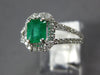 1.28CT DIAMOND & AAA EMERALD 14KT WHITE GOLD 3D EMERALD CUT HALO ENGAGEMENT RING