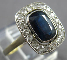 1.60CT OLD MINE DIAMOND & AAA SAPPHIRE 14K 2 TONE GOLD 3D ENGAGEMENT RING #27772