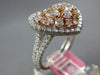 1.83CT WHITE & PINKISH BROWN DIAMOND 18K 2 TONE GOLD 3D CLUSTER HEART SHAPE RING