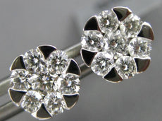 ESTATE .69CT DIAMOND 18KT WHITE GOLD 3D FLOWER INVISIBLE STUD EARRINGS