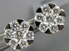 ESTATE .69CT DIAMOND 18KT WHITE GOLD 3D FLOWER INVISIBLE STUD EARRINGS