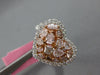 1.83CT WHITE & PINKISH BROWN DIAMOND 18K 2 TONE GOLD 3D CLUSTER HEART SHAPE RING