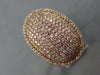 ESTATE LARGE 2.11CT PINK DIAMOND 18KT YELLOW GOLD 3D MICRO PAVE OVAL FUN RING